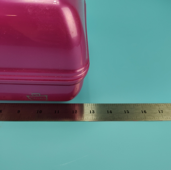 Caboodles Organizer Makeup Case Large Dark Pink Lips 3 Tier + Mirror VG - Picture 9 of 12